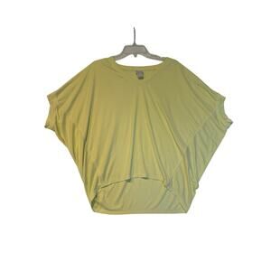 Chico's Pale Soft Lime Sandwash Wedge Knit Top size 2 athletic loose baggy beach